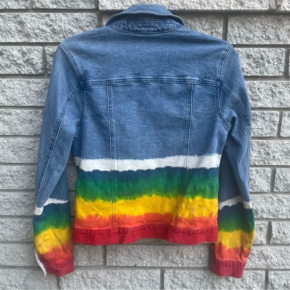 Baccini Rainbow Tie Dye Denim Jacket Size Small